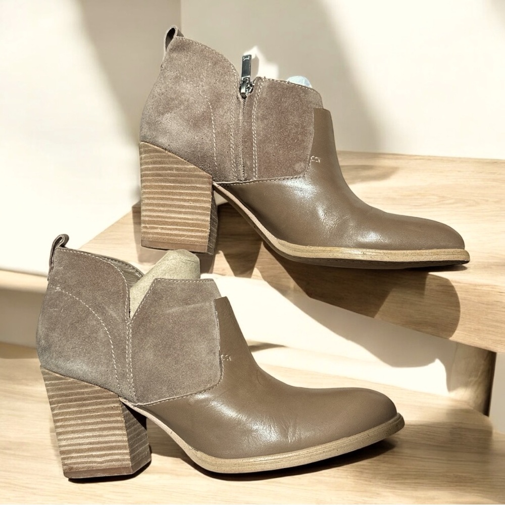 Marc Fisher Brown Ankle Boots Brown Leather and Suede, Zipper